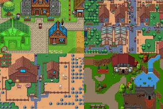do top down pixel tileset game asset tilemap rpg maker pixel art animation 16bit