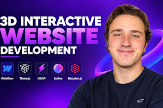 develop 3d interactive website with webflow, three js, gsap, spline, babylon js