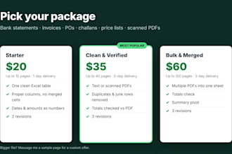 convert PDF bank statements and invoices to excel