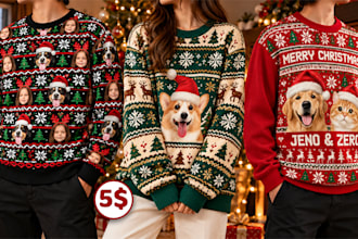 design unique ugly christmas sweater and sweatshirt for pod