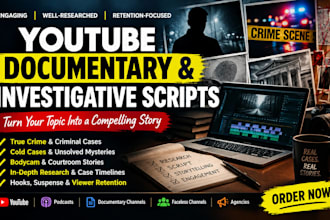 write engaging youtube documentary and investigative scripts