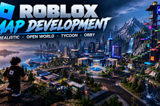 build realistic roblox map, open world terrian, tycoon, obby map, lobby, tower