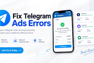fix telegram ads , rejected ads, setup launch app for forex, crypto and telegram