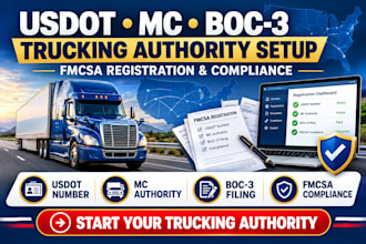 handle dot, mc and boc 3 registration for trucking companies