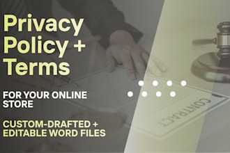 draft privacy policy, terms of service and cookie policy for your website