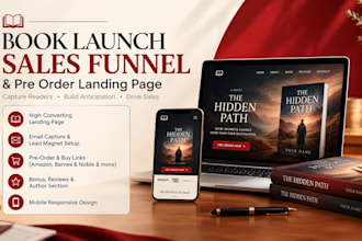 design a book launch sales funnel and pre order landing page