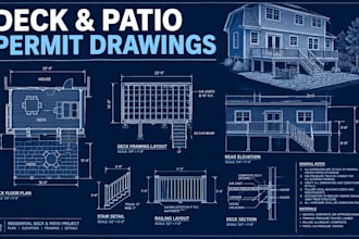 create deck drawing, patio permit drawing, home addition plan for permit