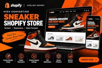 design a professional sneaker shopify store, shoe website and footwear store