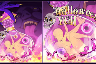 anime halloween ych illustration