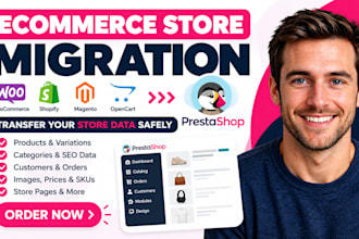migrate woocommerce shopify magento opencart ecommerce store data to prestashop