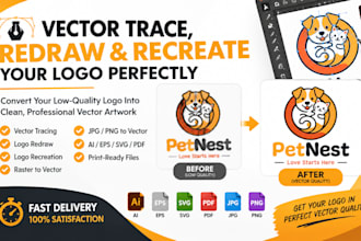 professionally redraw, refine and recreate your logo vector into clean