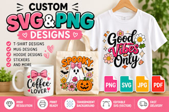 custom svg and png designs for t shirts and digital products