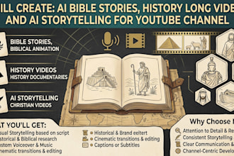 create ai bible stories, history long videos and ai storytelling for youtube