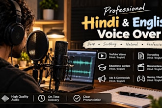 record deep hindi and english male voice over for storytelling