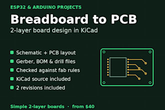 convert your breadboard circuit into a 2 layer pcb in kicad