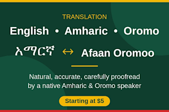 translate english, amharic, and oromo accurate