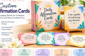 design custom affirmation cards printable card decks for etsy and self care