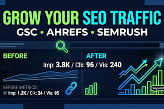 grow SEO traffic google search console, ahrefs and semrush