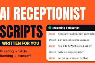 write ai receptionist scripts and voice agent prompts for vapi or retell