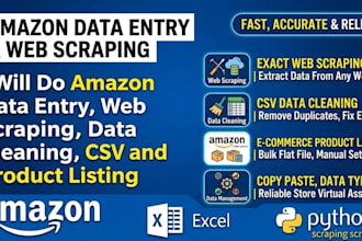 do amazon data entry, web scraping, data cleaning, csv and product listing