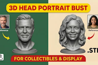 sculpt realistic 3d head , bust models from your 2d photo for printing in zbrush