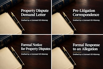 prepare pre litigation correspondence for a property dispute