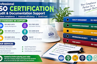 provide iso 9001, 14001, 45001 certification, audit and documentation