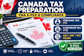 file canadian taxes personal tax t1, corporate tax t2 and gst hst return