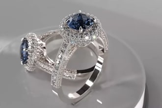 do engagement ring cad design with gemstone settings and casting ready stl files