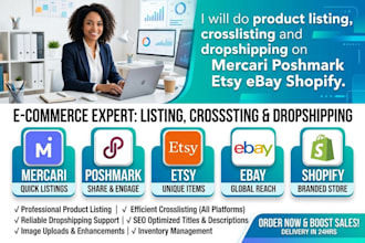 do product listing crosslisting and dropshipping on etsy ebay mercari shopify