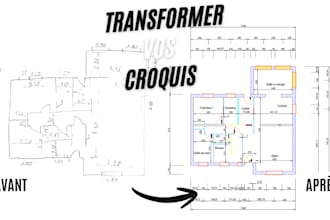 je vais reproduire votre croquis en plan 2d sur autocad
