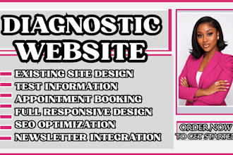 design a diagnostic center website, laboratory, and medical testing website