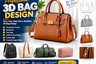 a professional 3d bag design and realistic product design