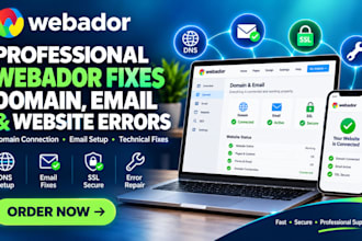fix webador domain connection, email setup and website errors