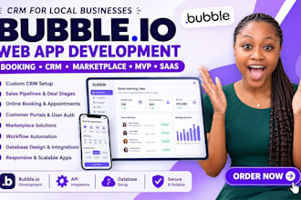 build bubble io web app for local business booking CRM marketplace mvp saas apps