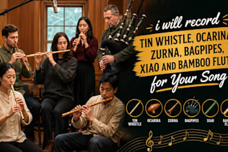 record tin whistle, ocarina, zurna, bagpipes, xiao and bamboo flue for your song