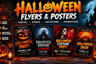 design a spooky halloween flyer poster or party invitation