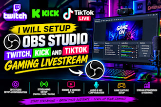 setup obs studio, twitch, kick and tiktok gaming livestream