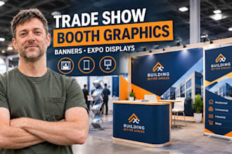 design trade show booth graphics, exhibition stand banners, expo display signage