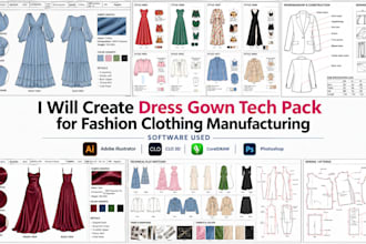 create dress down tech pack for fashion clothing manufacturing