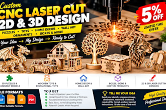 design cnc laser cut 3d puzzles, wooden toys and home decor