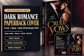 design a dark romance paperback cover for KDP