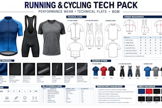 create a cycling jersey and running apparel tech pack for manufacturing