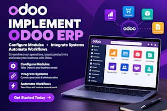 implement odoo erp, configure modules, integrate systems and automate workflows