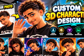 design a custom pixar style 3d character for your brand