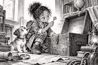 create black and white spot illustrations for childrens chapter books