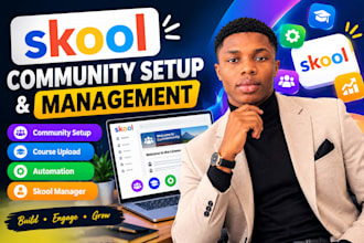 skool community setup skool manager skool course upload skool automation skool