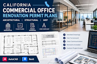 design california commercial office architectural structural mep permit plans