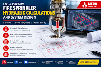 perform fire sprinkler hydraulic calculations and nfpa compliant drawings