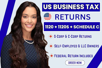 prepare US small business tax returns 1120, 1120s and schedule c